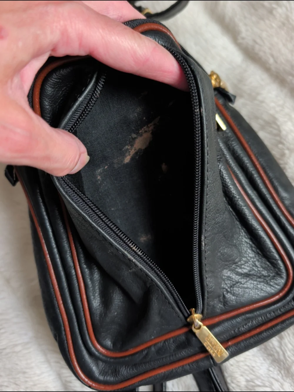 Valentino di Paolo Vintage Black/Brown Leather Backpack Purse
